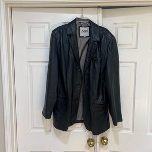 Adler Authentic NZ Lambskin Leather Jacket Black Lined  Button Coat Mens Size 44